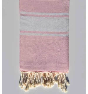 Fouta en Coton Recyclé rose bébé Fouta Tunisia - 1