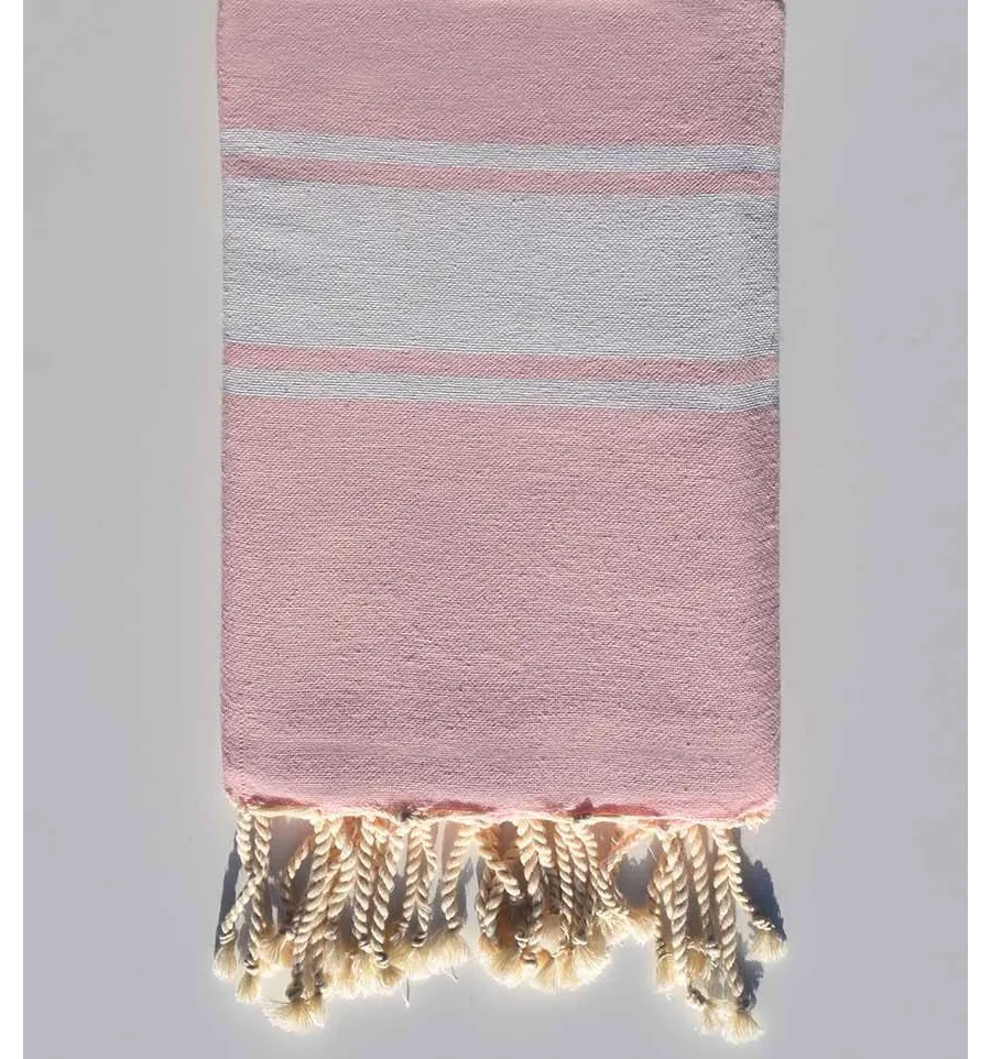 Fouta en Coton Recyclé rose bébé Fouta Tunisia - 1