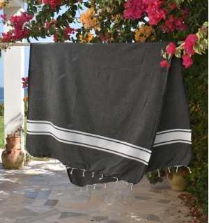 Telo mare in cotone riciclato nero - FOUTA TUNISIA 2