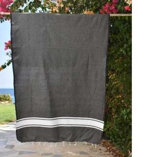 Telo mare in cotone riciclato nero - FOUTA TUNISIA