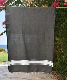 Telo mare in cotone riciclato nero - FOUTA TUNISIA