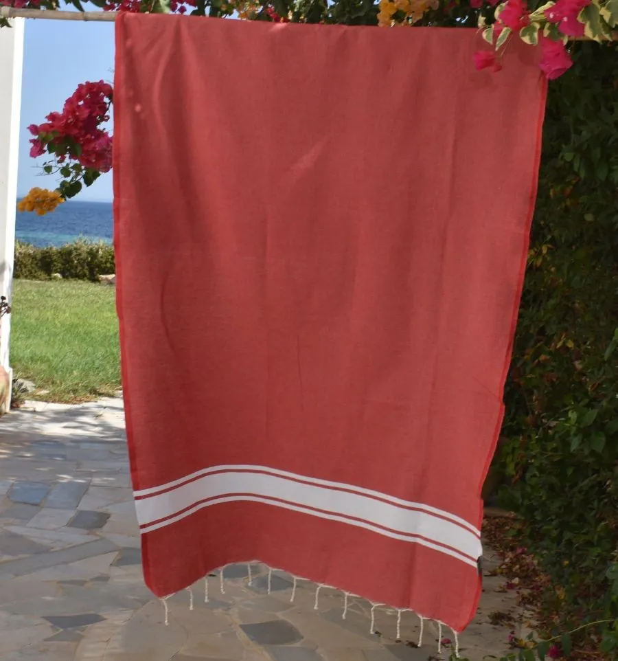 Telo mare in cotone riciclato rosso - Telo mare - FOUTA TUNISIA