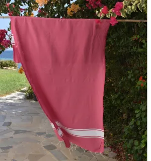 Telo mare in cotone riciclato rosa fucsia - FOUTA TUNISIA