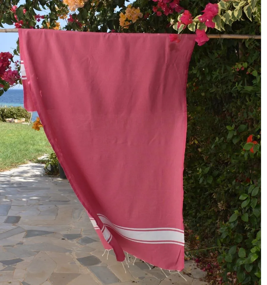 Telo mare in cotone riciclato rosa fucsia - FOUTA TUNISIA