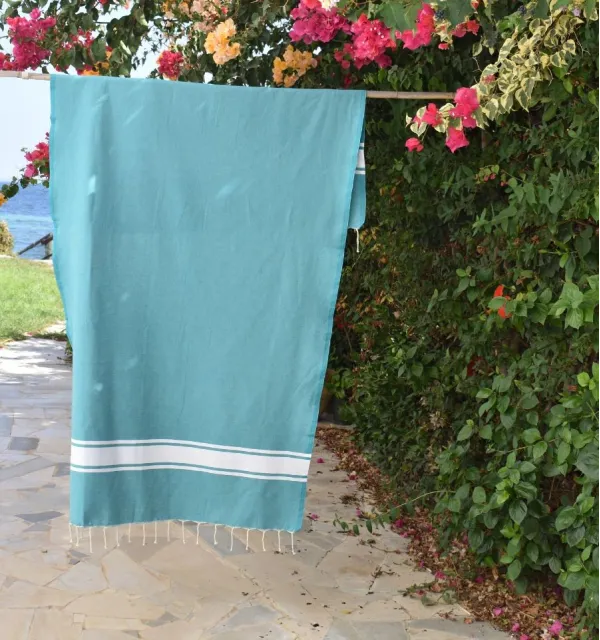 Telo mare in cotone riciclato blu azzurro - FOUTA TUNISIA