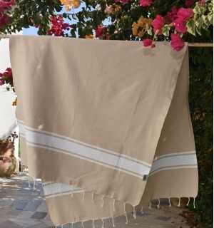 Telo mare in cotone riciclato beige - Telo mare - FOUTA TUNISIA 2