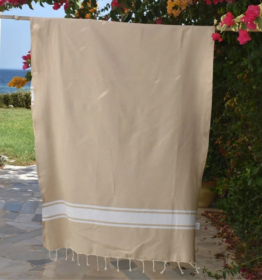 Telo mare in cotone riciclato beige - Telo mare - FOUTA TUNISIA