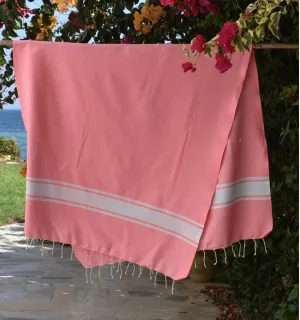 Telo mare in cotone riciclato rosa fluo - FOUTA TUNISIA 2