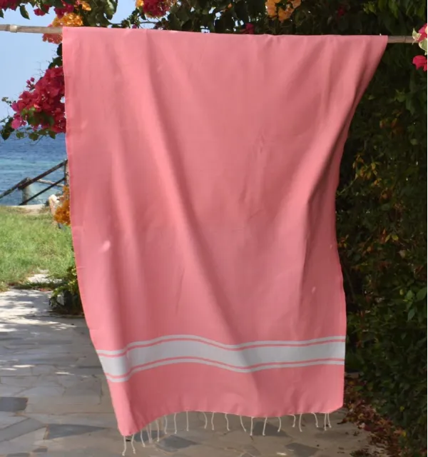 Telo mare in cotone riciclato rosa fluo - FOUTA TUNISIA