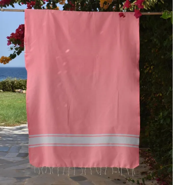 Telo mare in cotone riciclato rosa fluo - FOUTA TUNISIA