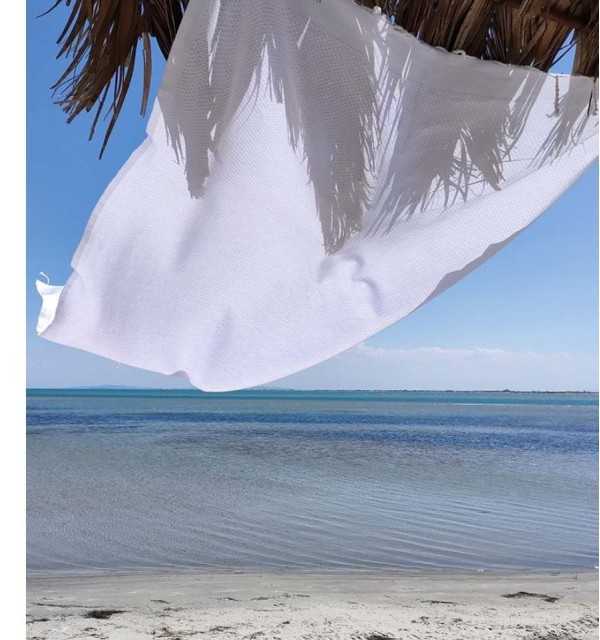 Fouta nido d'ape unita bianco - FOUTA TUNISIA