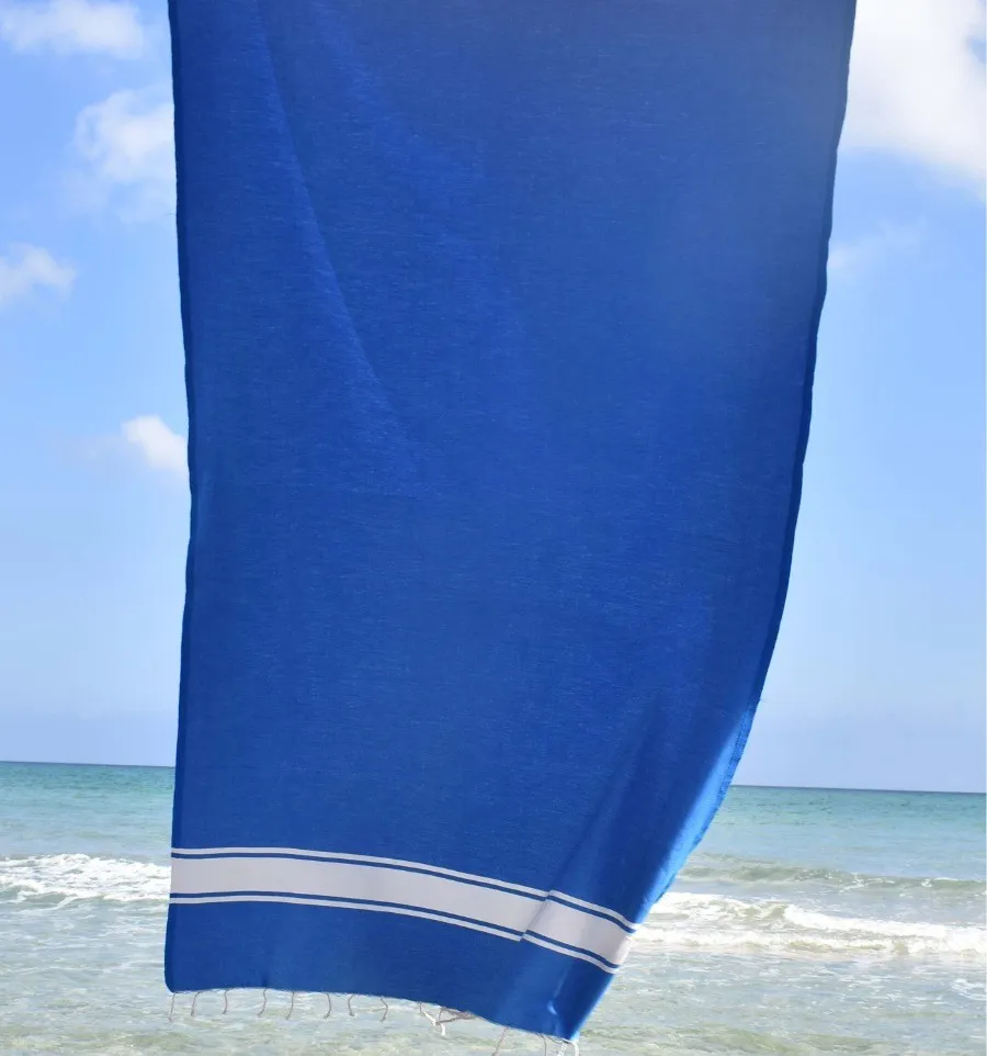 Telo mare blu 100x200 cm - 100 % Cotone - FOUTA TUNISIA