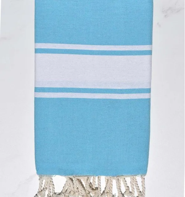 Telo mare in cotone riciclato blu azzurro - FOUTA TUNISIA