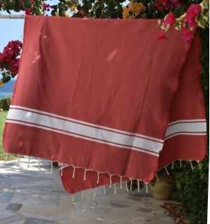 Telo mare in cotone riciclato rosso - Telo mare - FOUTA TUNISIA 2