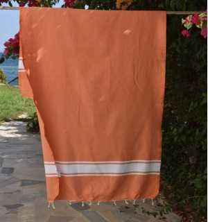 Telo mare in cotone riciclato arancione - FOUTA TUNISIA