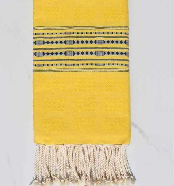 Telo mare thalasso giallo 100x200 cm - 100 % Cotone - FOUTA TUNISIA