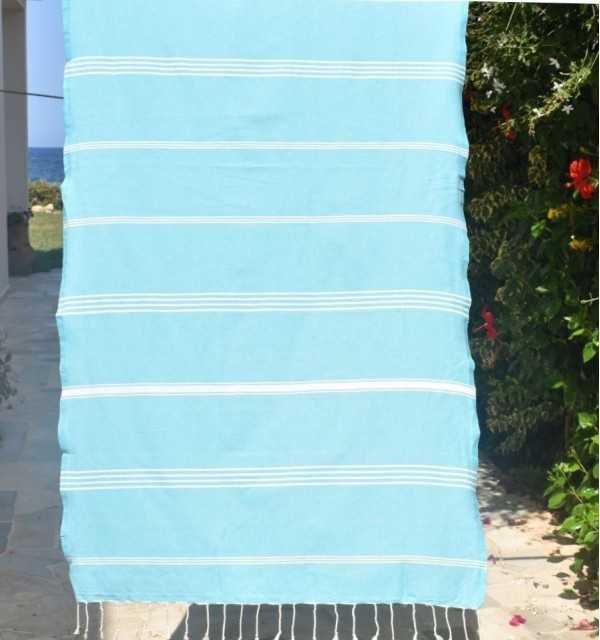 Telo mare Mykonos blu celeste - FOUTA TUNISIA