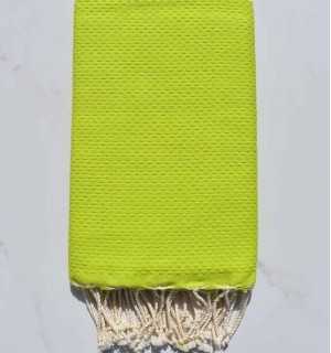 Telo mare a nido d'ape unita verde lime Fouta Tunisia - 1 2