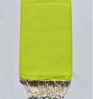 Telo mare a nido d'ape unita verde lime Fouta Tunisia - 1 2