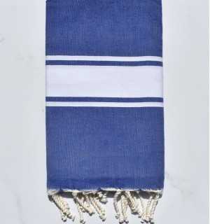 Telo mare piatta blu jeans con strisce Fouta Tunisia - 1 2