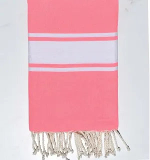 Telo mare piatta rosa fluo Fouta Tunisia - 1 2