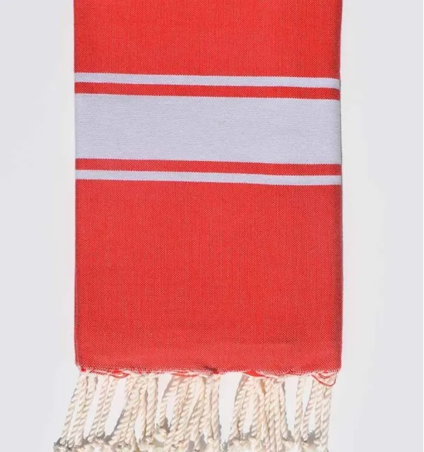 Telo mare inglese rosso 100x200 cm - 100 % Cotone - FOUTA TUNISIA