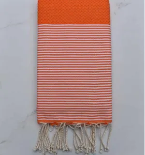 Fouta nido d'ape arancione fiamma Fouta Tunisia - 1 2