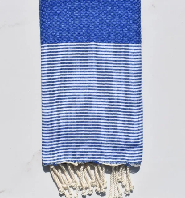 telo mare nido d'ape blu - FOUTA TUNISIA