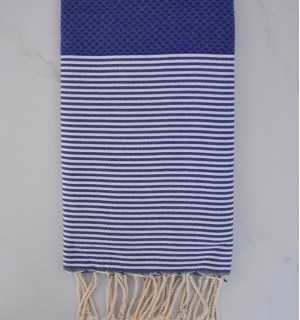 Fouta nido d'ape blu oltremare Fouta Tunisia - 1 2