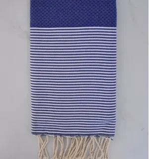 Fouta nido d'ape blu oltremare Fouta Tunisia - 1 2