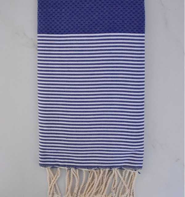 Fouta nido d'ape blu oltremare - FOUTA TUNISIA