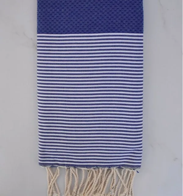 Fouta nido d'ape blu oltremare - FOUTA TUNISIA