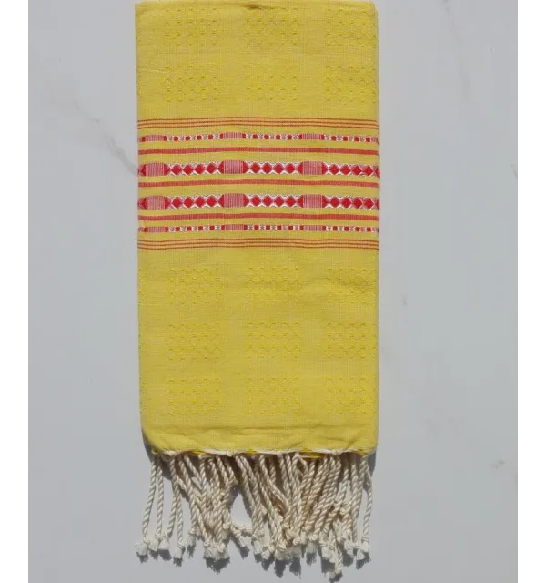 Fouta arabesque rayée rouge 