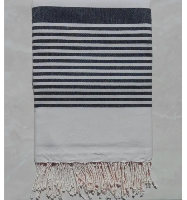 Grande fouta grigio chiaro con strisce grigio nere 