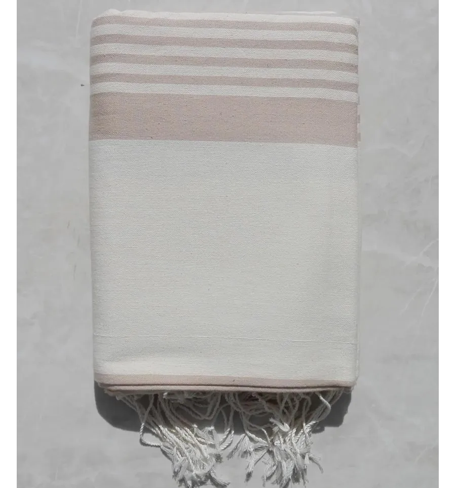 Grande fouta bianco crema con strisce beige 