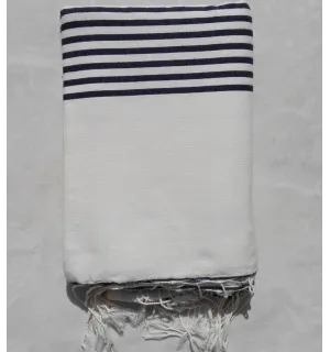 Grande fouta bianco crema con strisce nere 