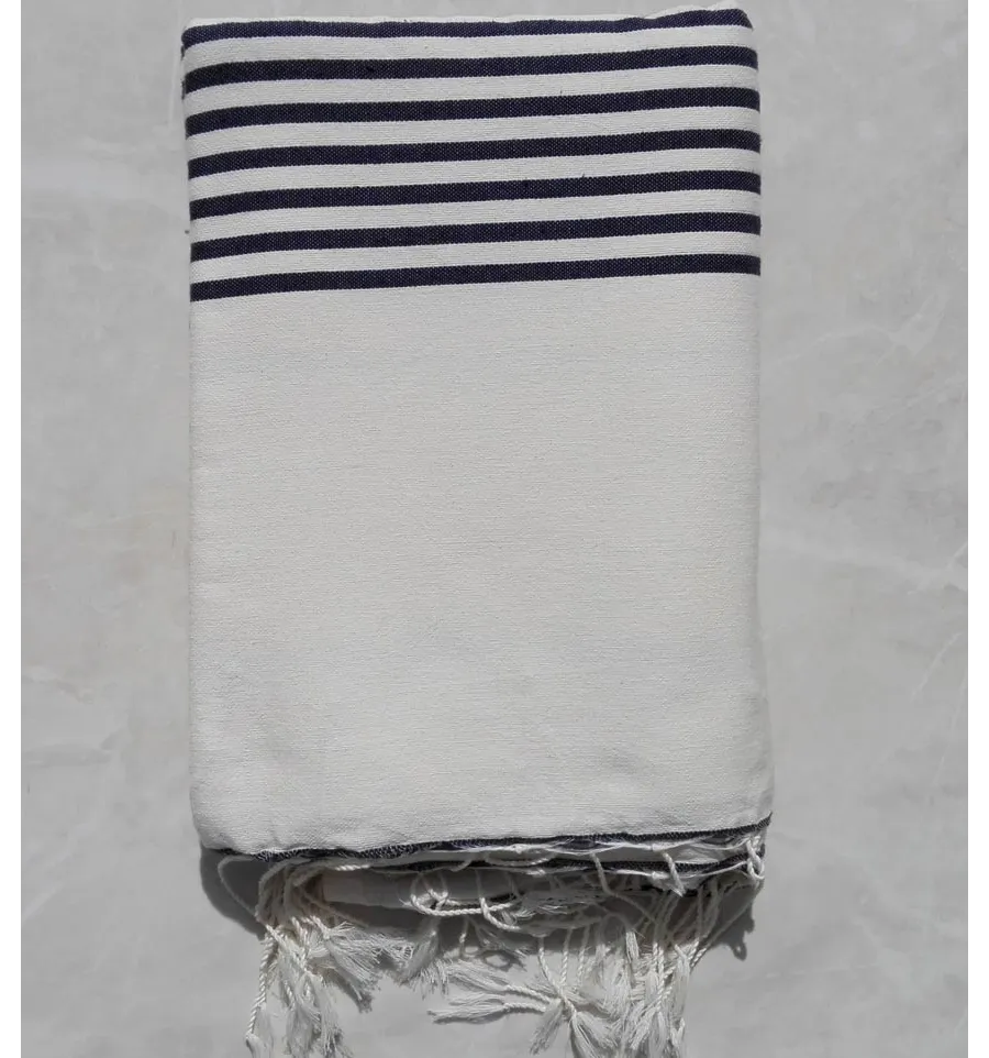 Grande fouta bianco crema con strisce nere 