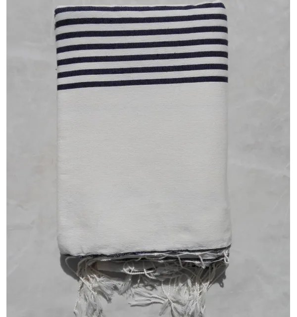 Grande fouta bianco crema con strisce nere 