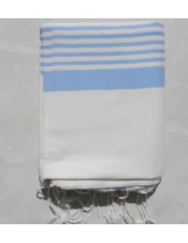 Grande fouta bianco crema con strisce blu dodger 