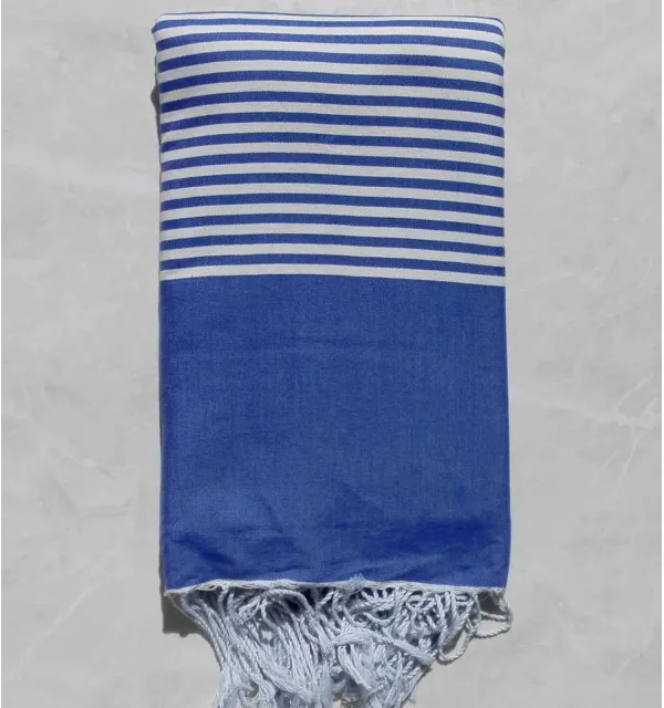 Grande fouta blu klein con strisce bianche 