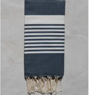 Fouta arabesque rayée rouge coraille 