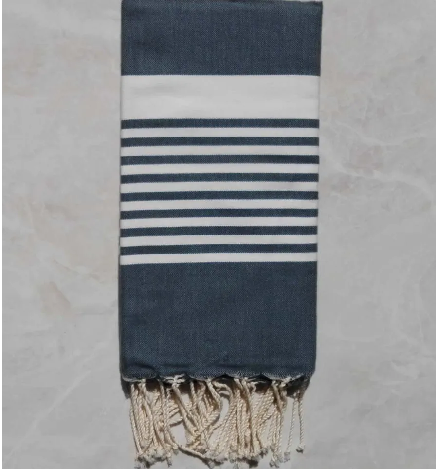 Fouta arabesque rayée rouge coraille 