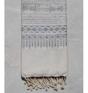 Fouta khlela bianco crema 