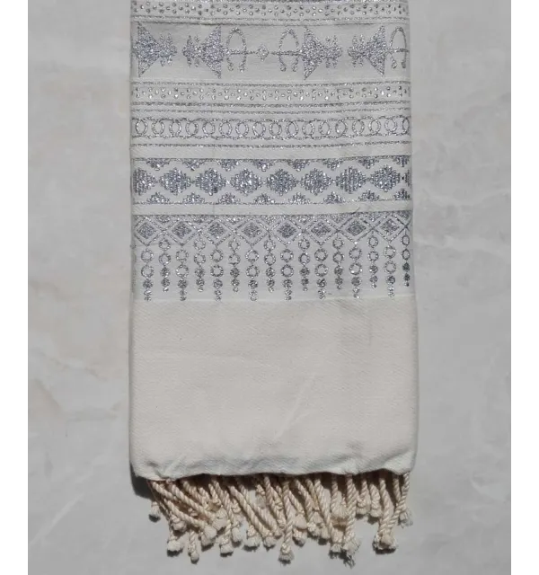 Fouta khlela bianco crema 