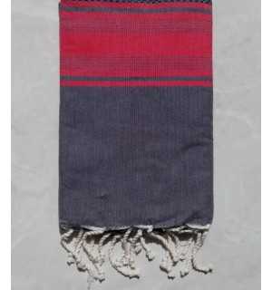 Fouta nido d'ape grigio e rosso 