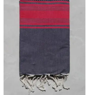 Fouta nido d'ape grigio e rosso 