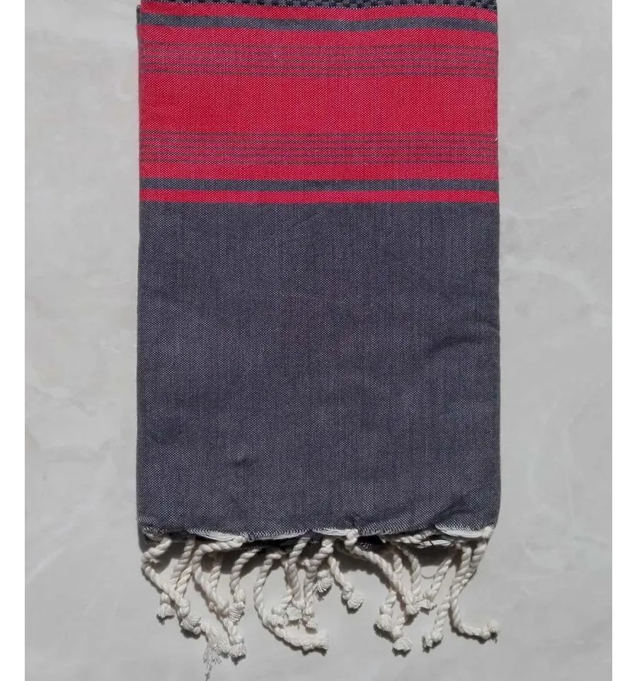 Fouta nido d'ape grigio e rosso 