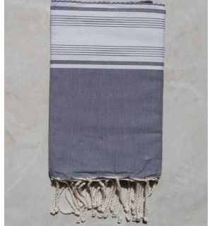 Fouta nido d'ape grigio e bianco 