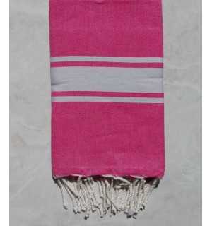 Fouta rosa con strisce grigio chiaro 