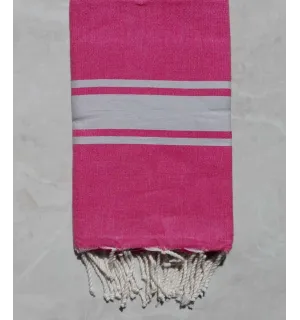 Fouta rosa con strisce grigio chiaro 